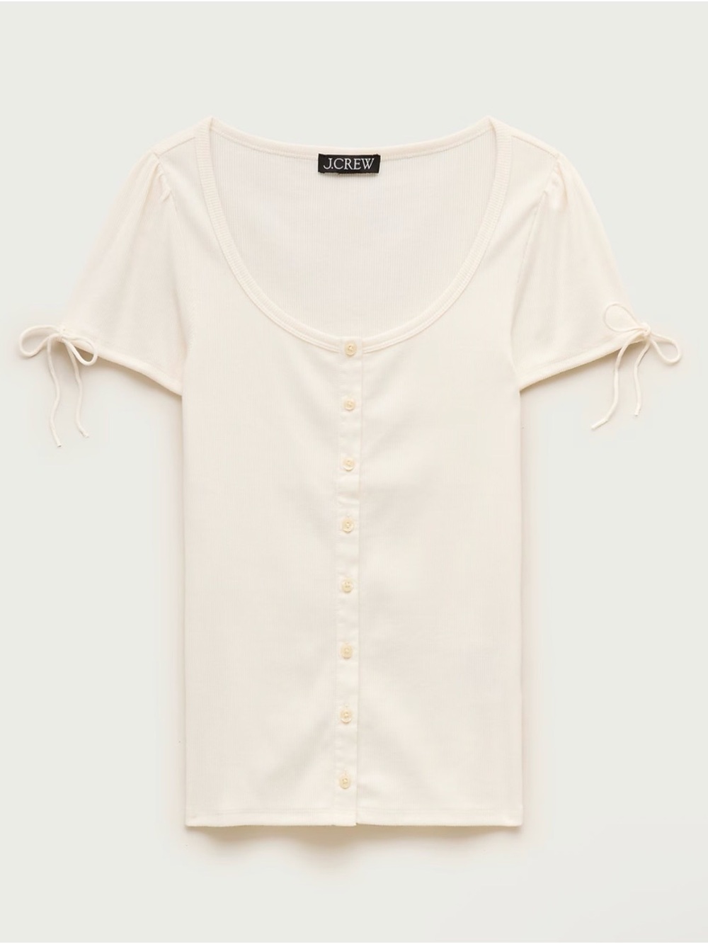 J.Crew Women's Cream Scoop Neck Button-Front Top